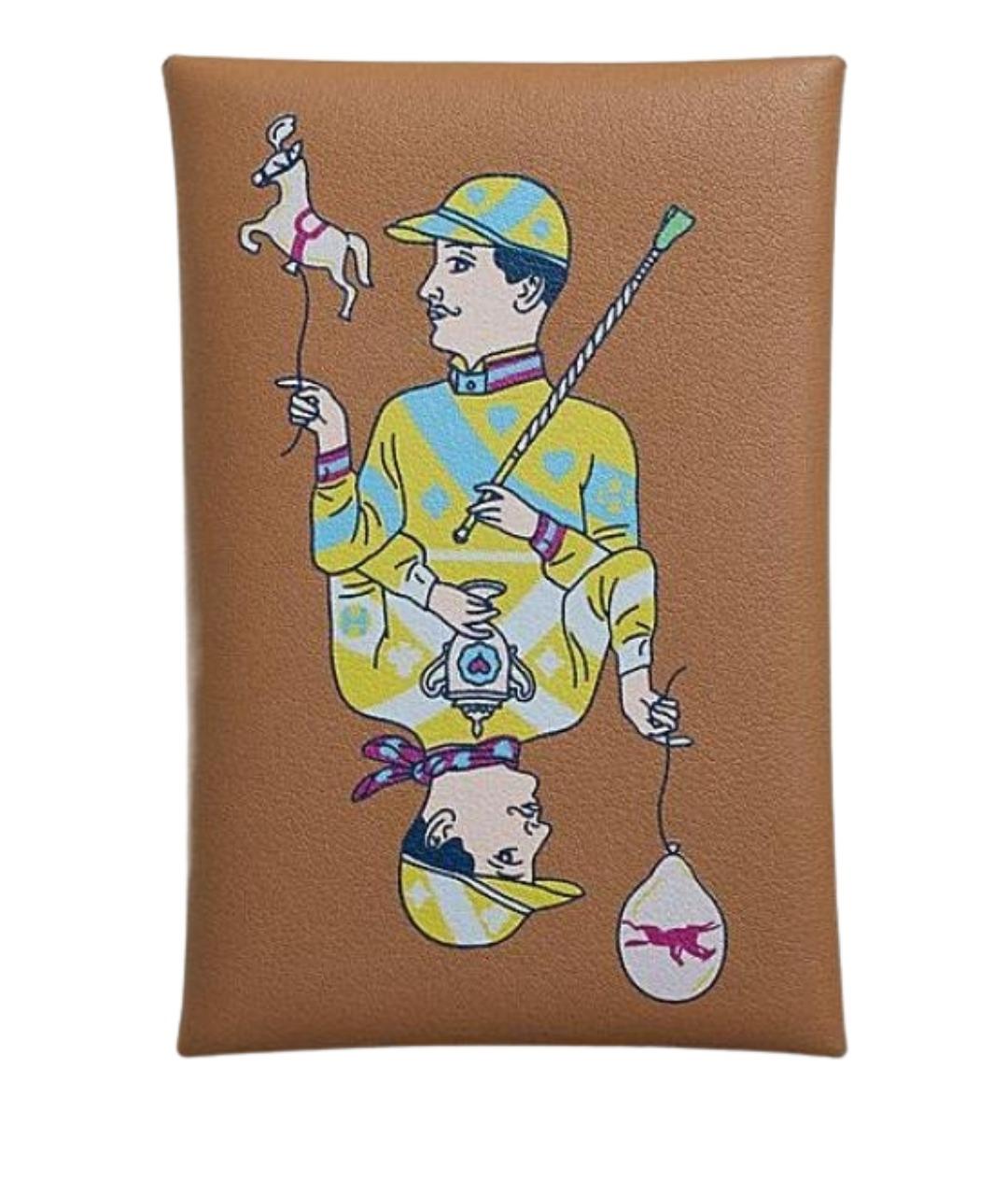 HERMES Коричневый кожаный кардхолдер, фото 1