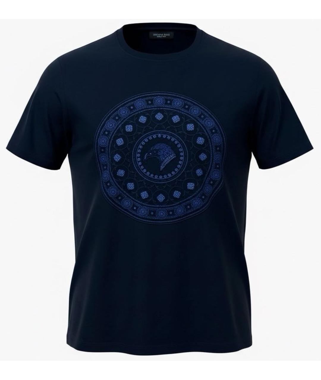 STEFANO RICCI Темно-синяя хлопковая футболка, фото 8