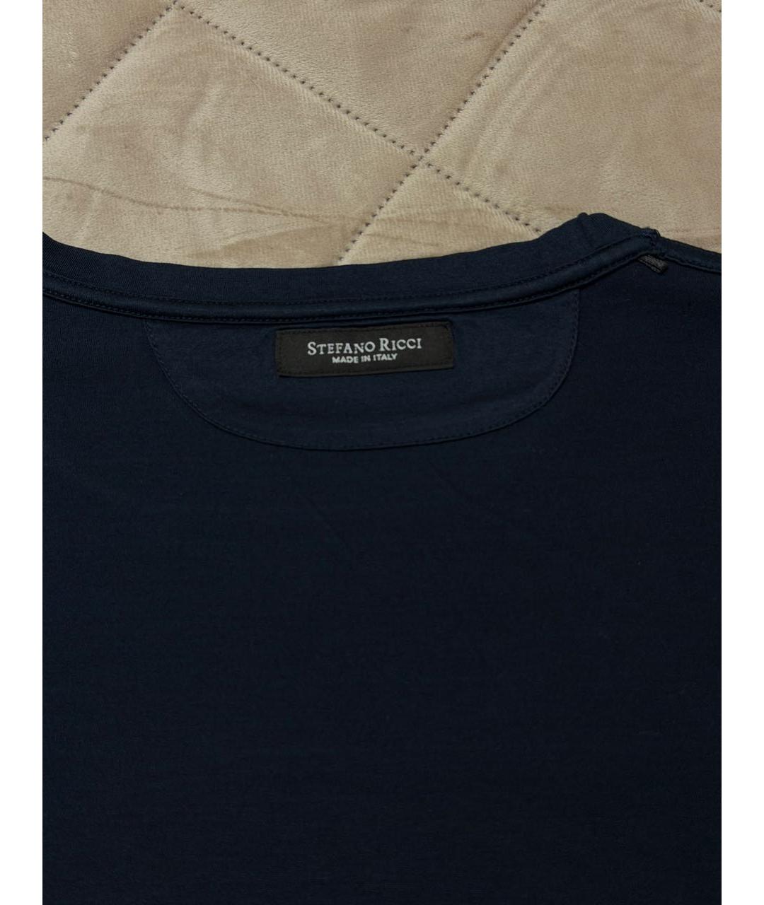 STEFANO RICCI Темно-синяя хлопковая футболка, фото 5