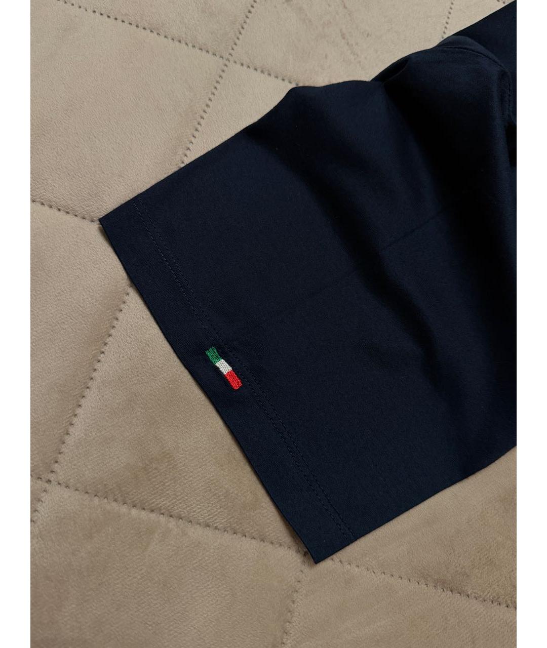 STEFANO RICCI Темно-синяя хлопковая футболка, фото 3