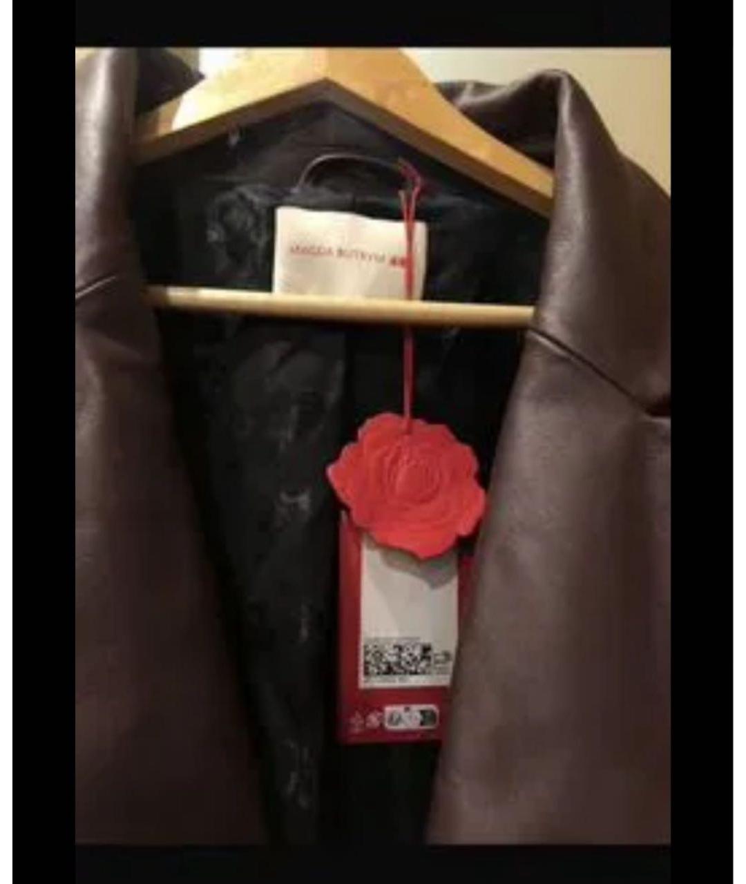 MAGDA BUTRYM Бордовый кожаный тренч/плащ, фото 6