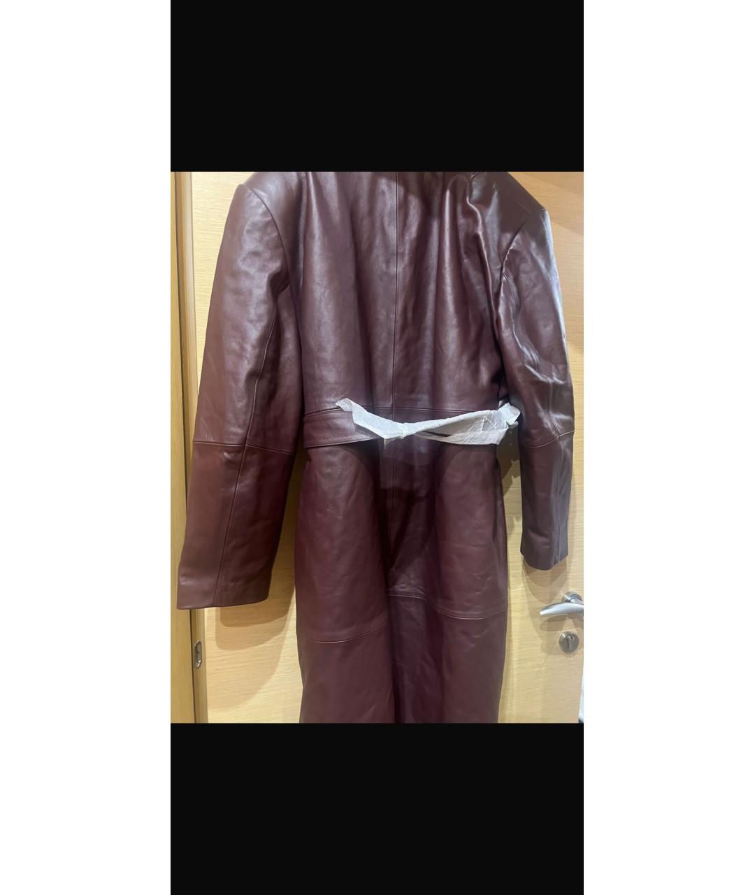 MAGDA BUTRYM Бордовый кожаный тренч/плащ, фото 4