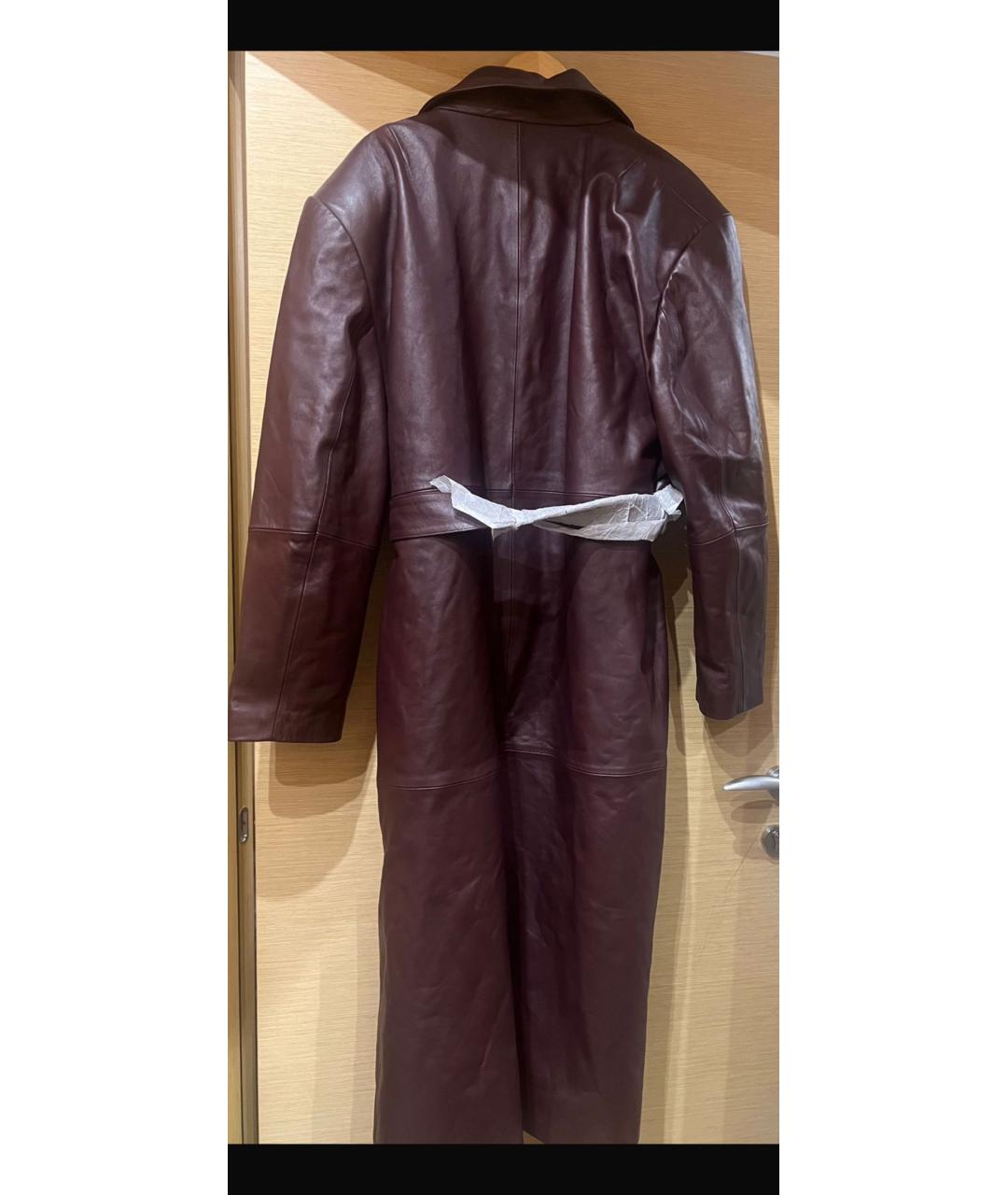 MAGDA BUTRYM Бордовый кожаный тренч/плащ, фото 3