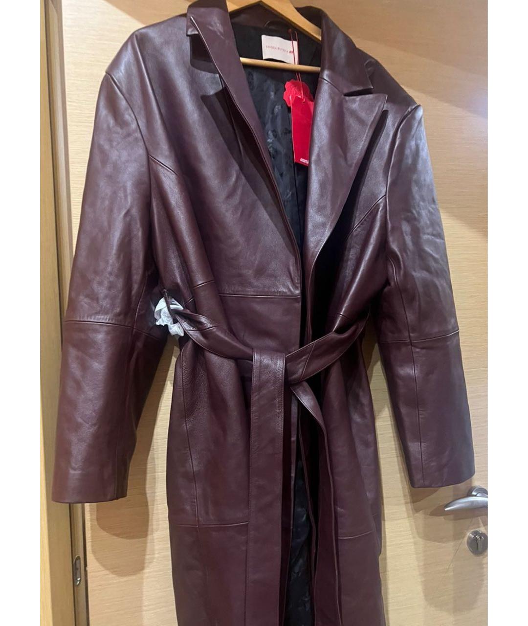 MAGDA BUTRYM Бордовый кожаный тренч/плащ, фото 5