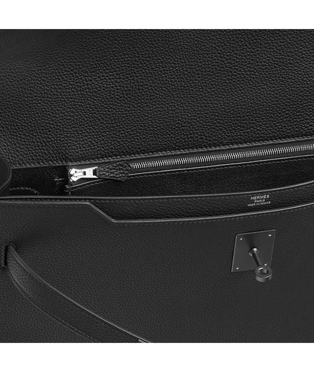 HERMES Черная кожаная сумка на плечо, фото 4