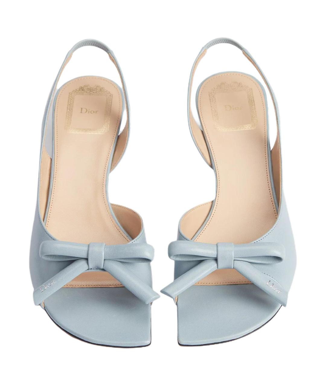 CHRISTIAN DIOR Голубые кожаные босоножки, фото 4