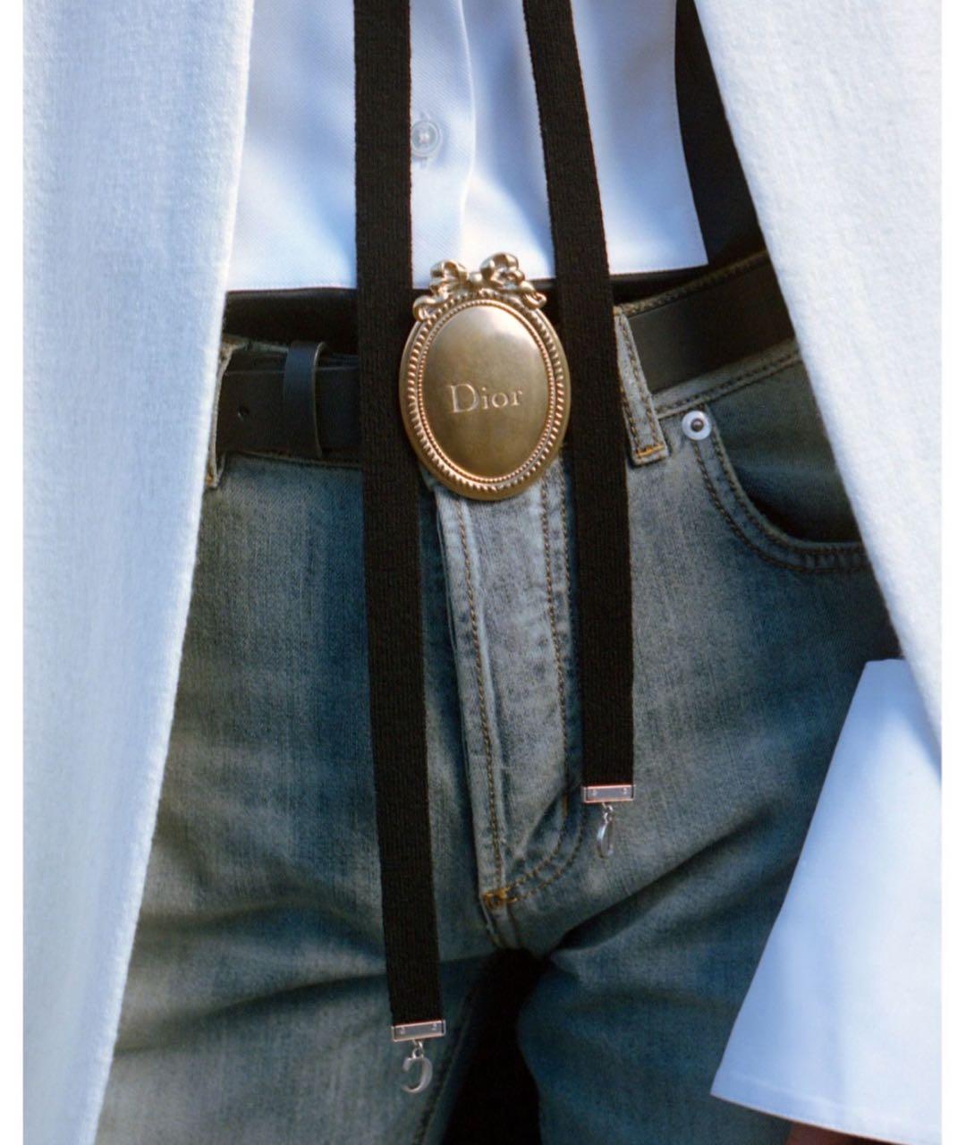 CHRISTIAN DIOR Золотой кожаный ремень, фото 3