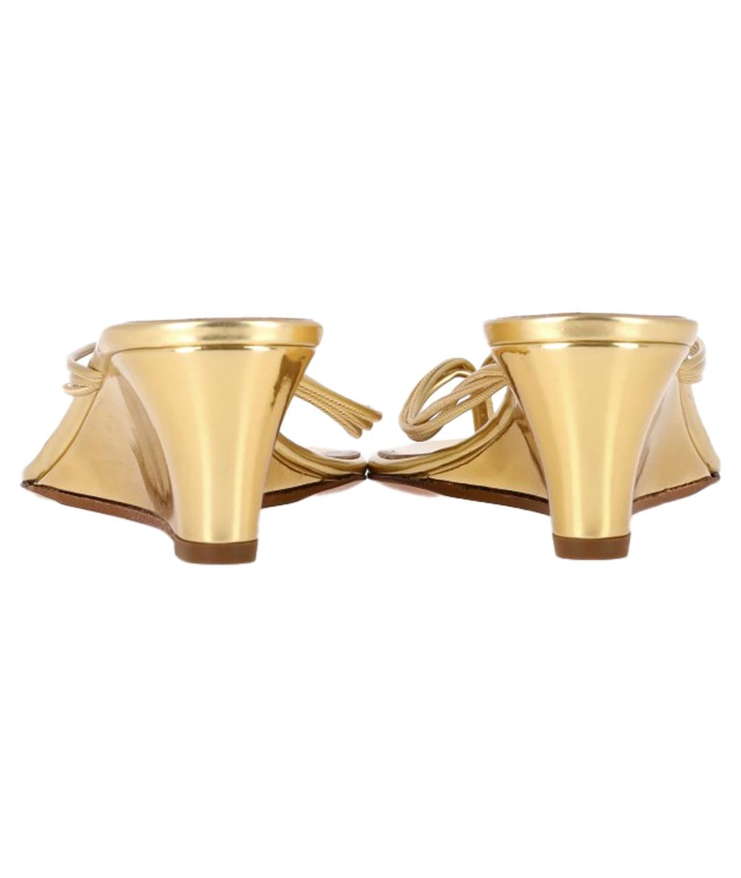 AQUAZZURA Золотые кожаные мюли, фото 4