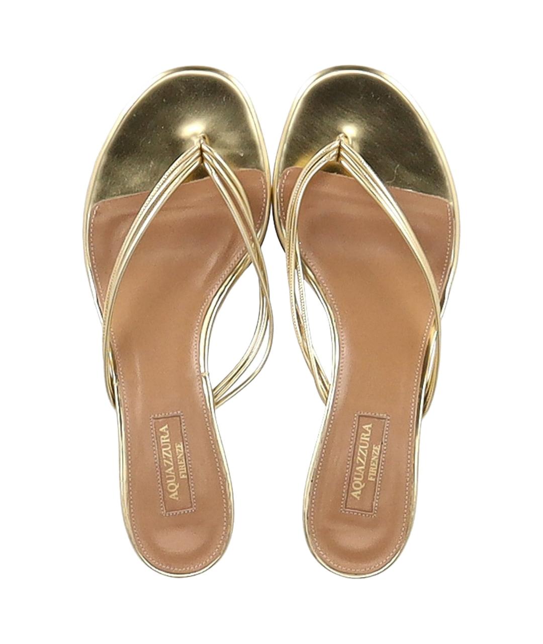 AQUAZZURA Золотые кожаные мюли, фото 2