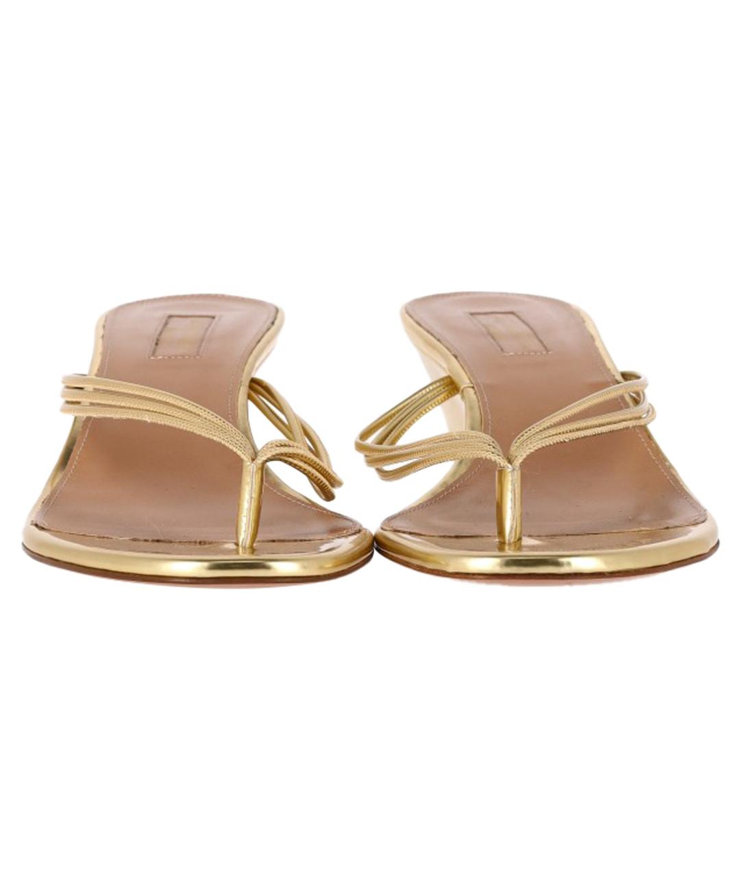 AQUAZZURA Золотые кожаные мюли, фото 3