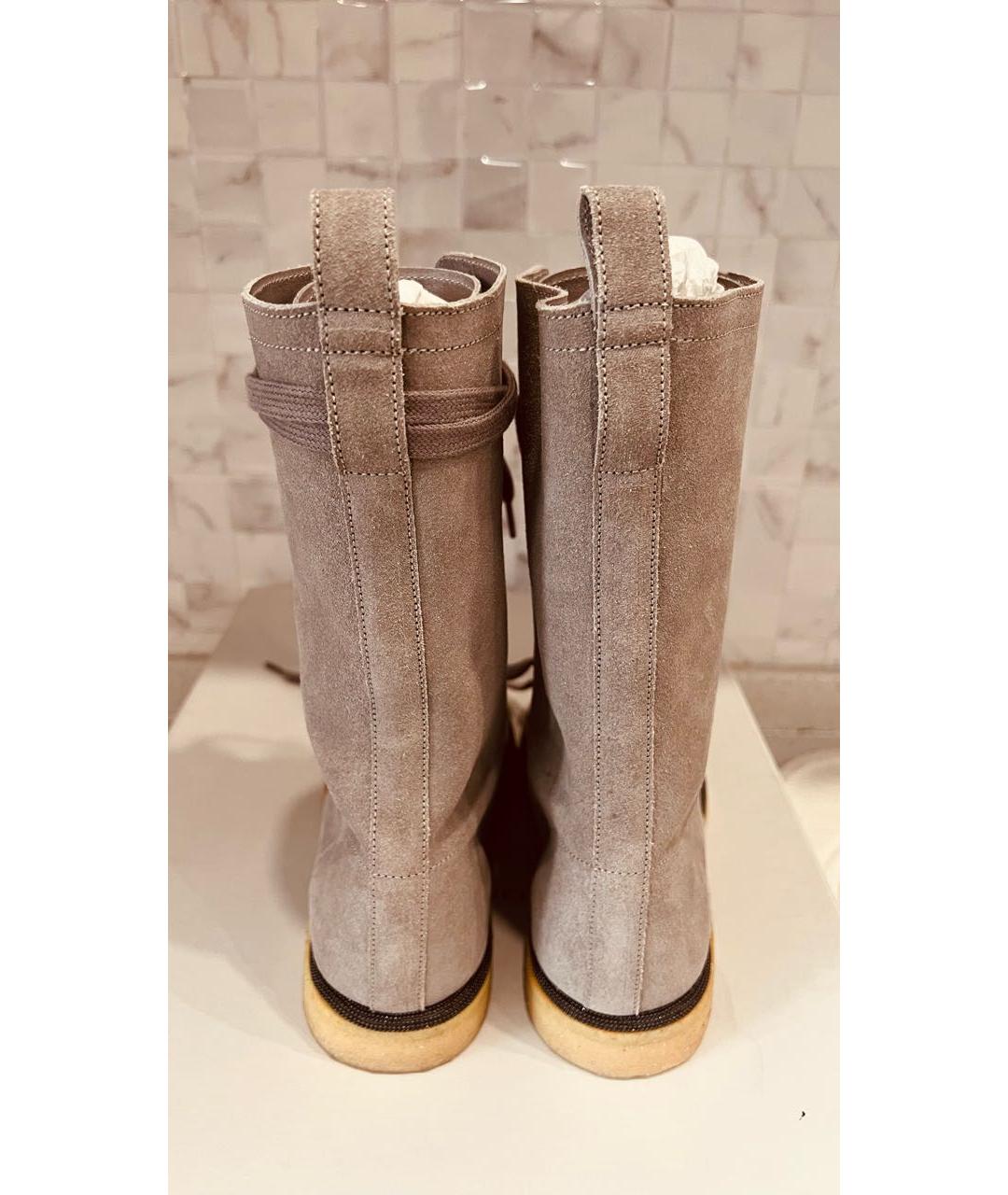 BRUNELLO CUCINELLI Серые замшевые ботинки, фото 3