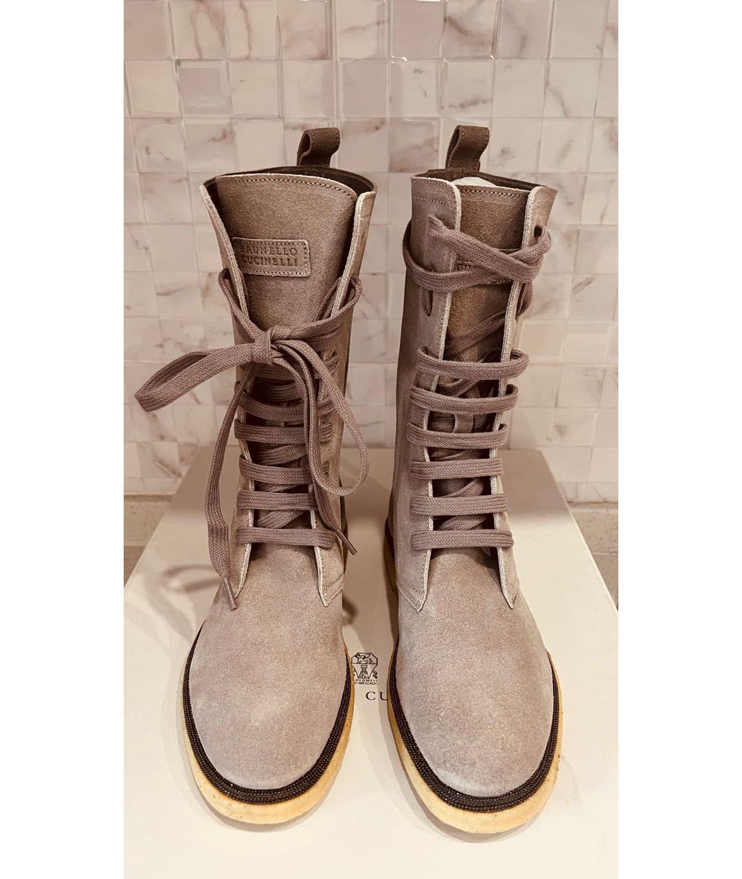 BRUNELLO CUCINELLI Серые замшевые ботинки, фото 5