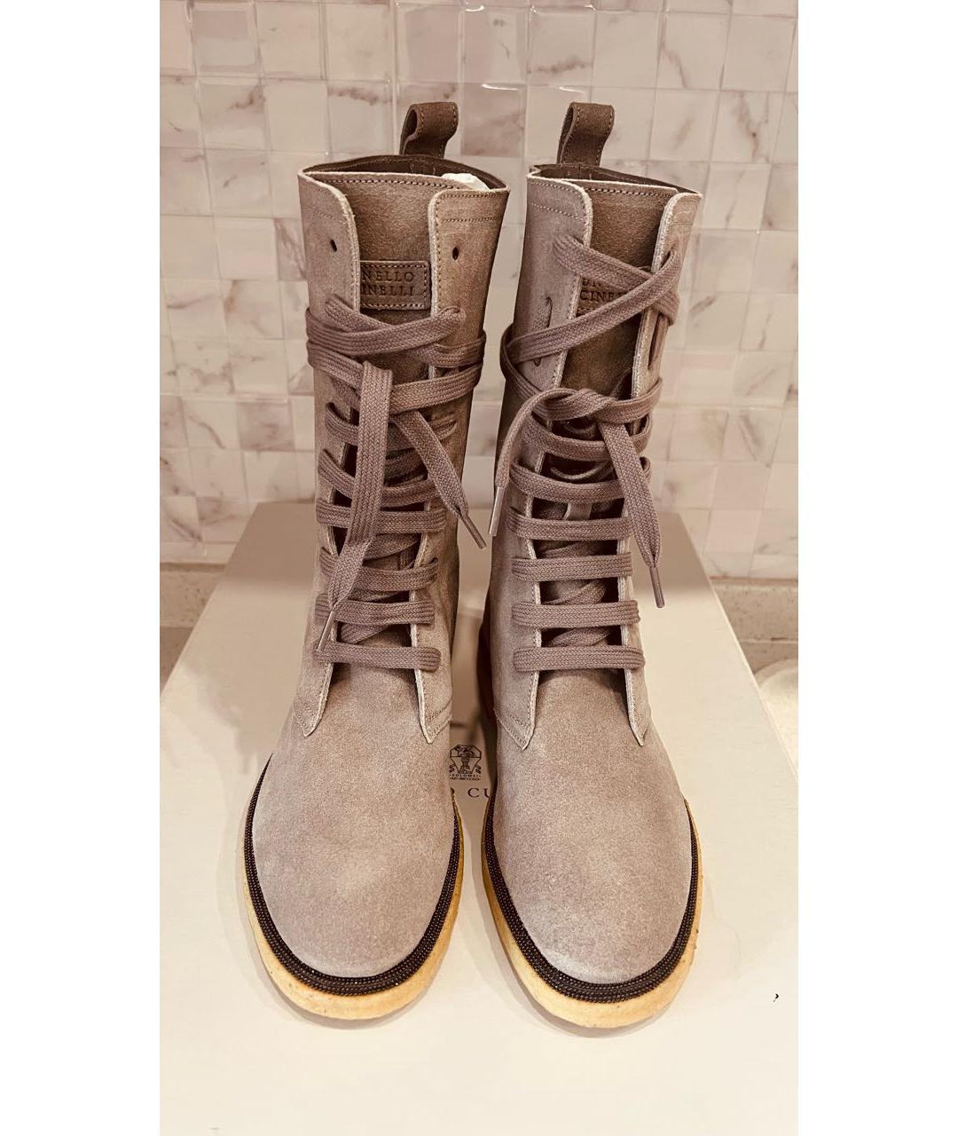 BRUNELLO CUCINELLI Серые замшевые ботинки, фото 2
