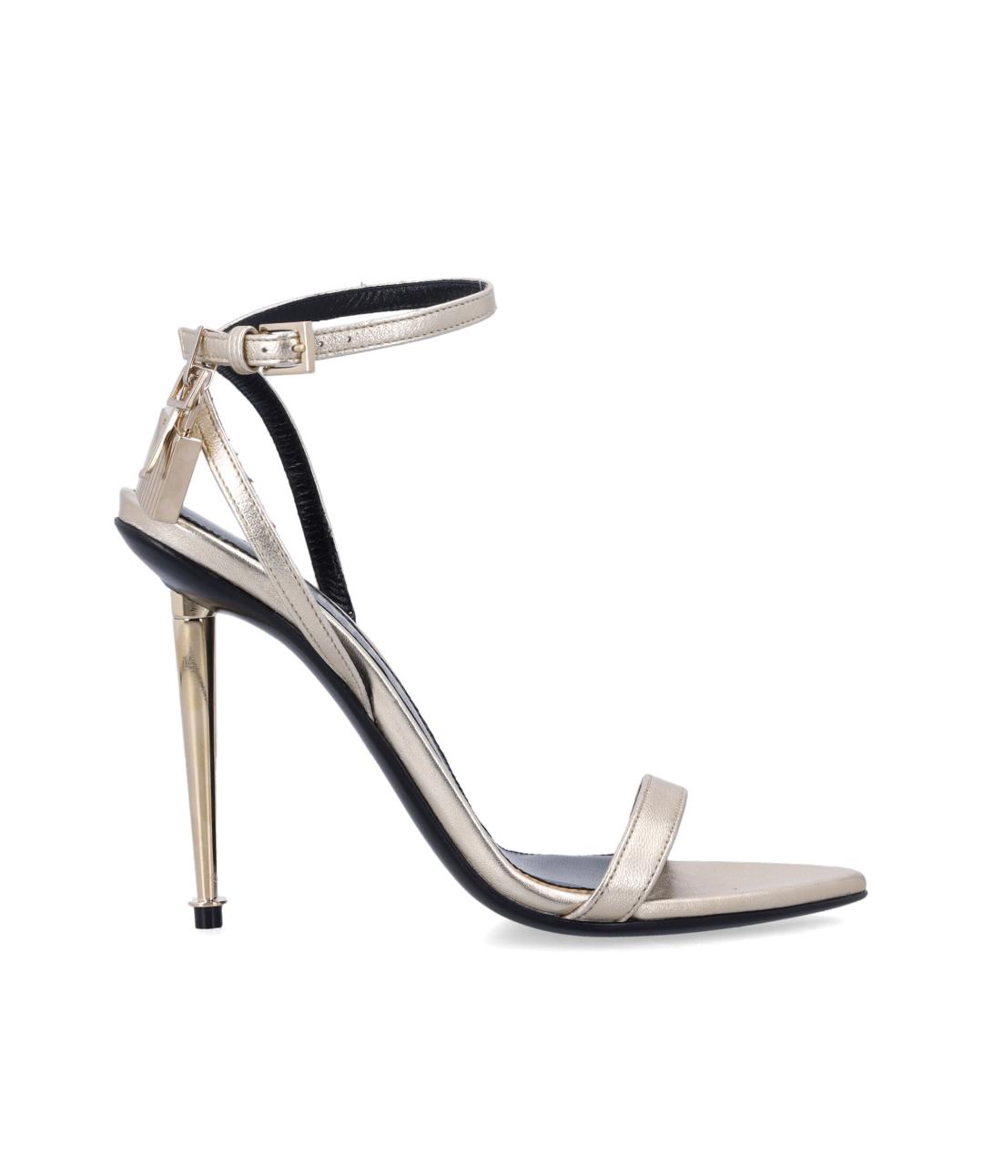 TOM FORD Золотые кожаные босоножки, фото 1