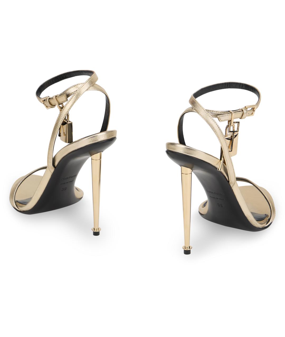 TOM FORD Золотые кожаные босоножки, фото 4