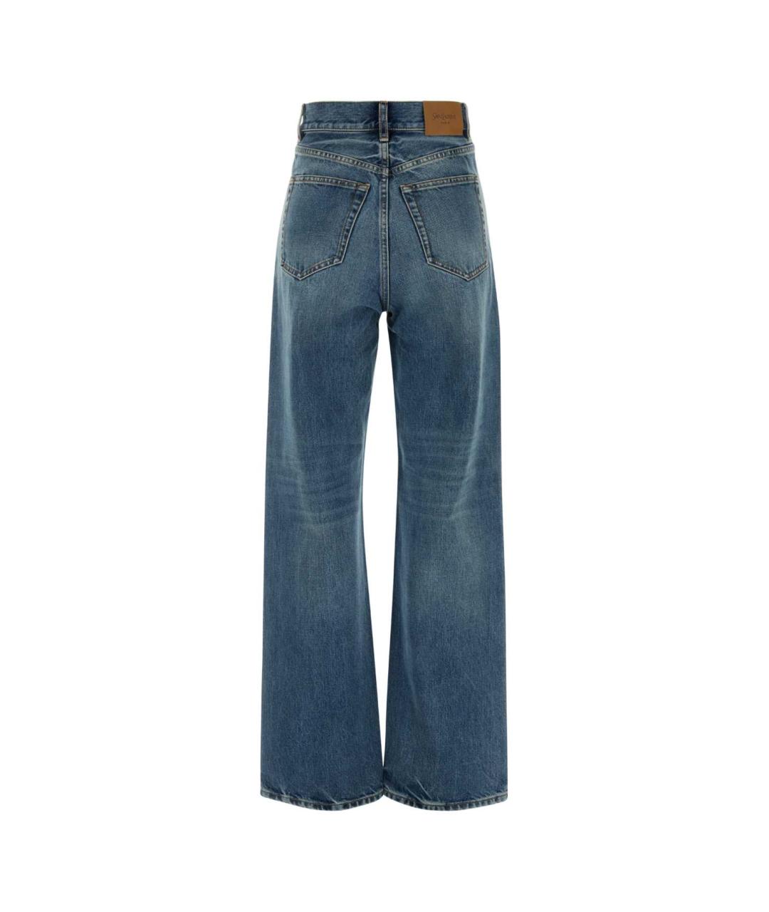 SAINT LAURENT Синие хлопковые прямые джинсы, фото 2