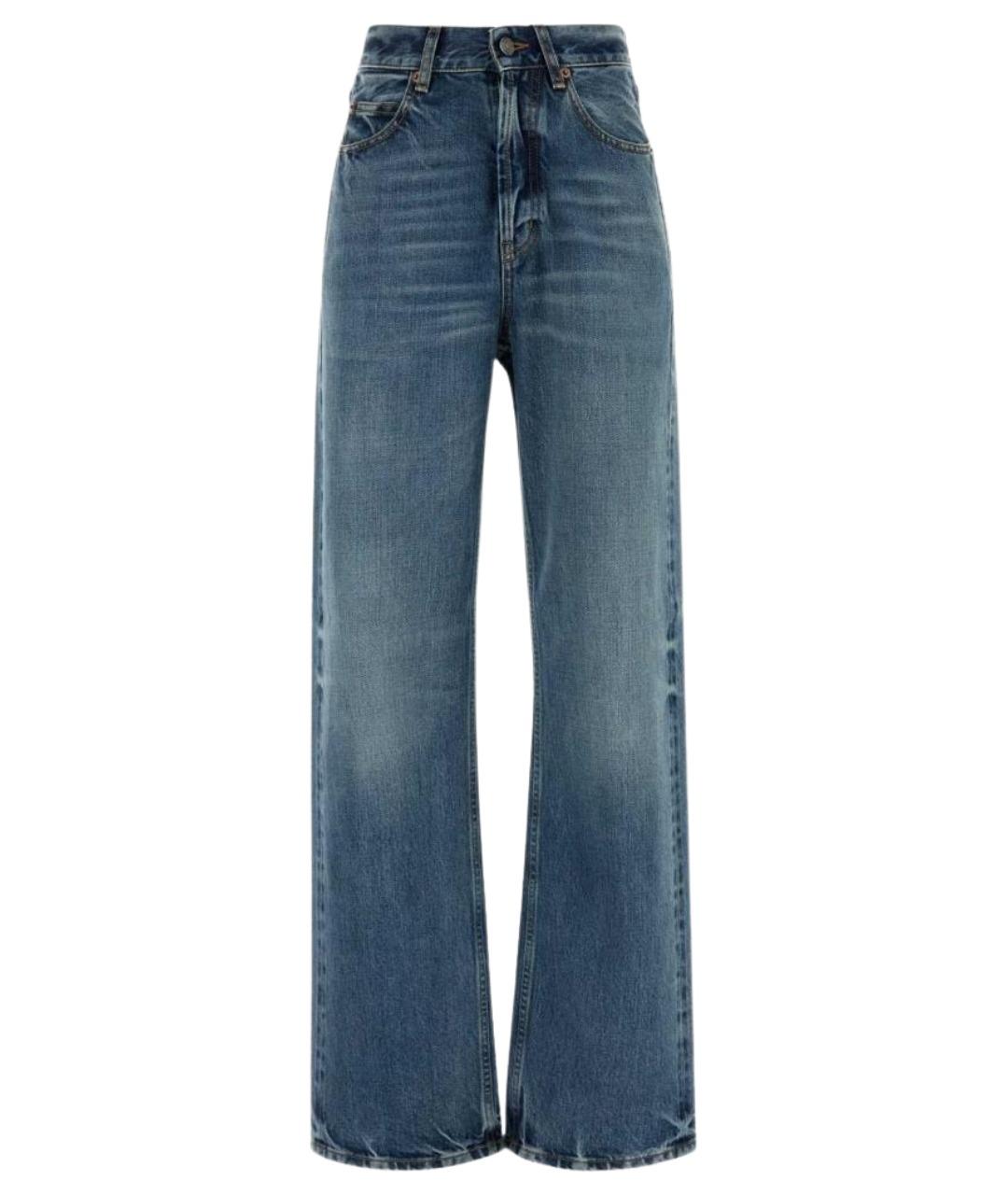 SAINT LAURENT Синие хлопковые прямые джинсы, фото 1