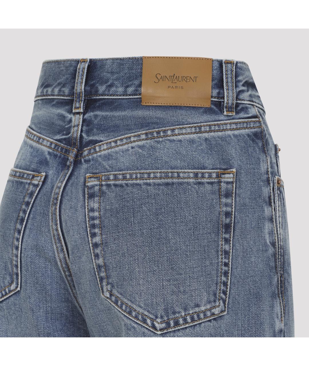SAINT LAURENT Синие хлопковые прямые джинсы, фото 4