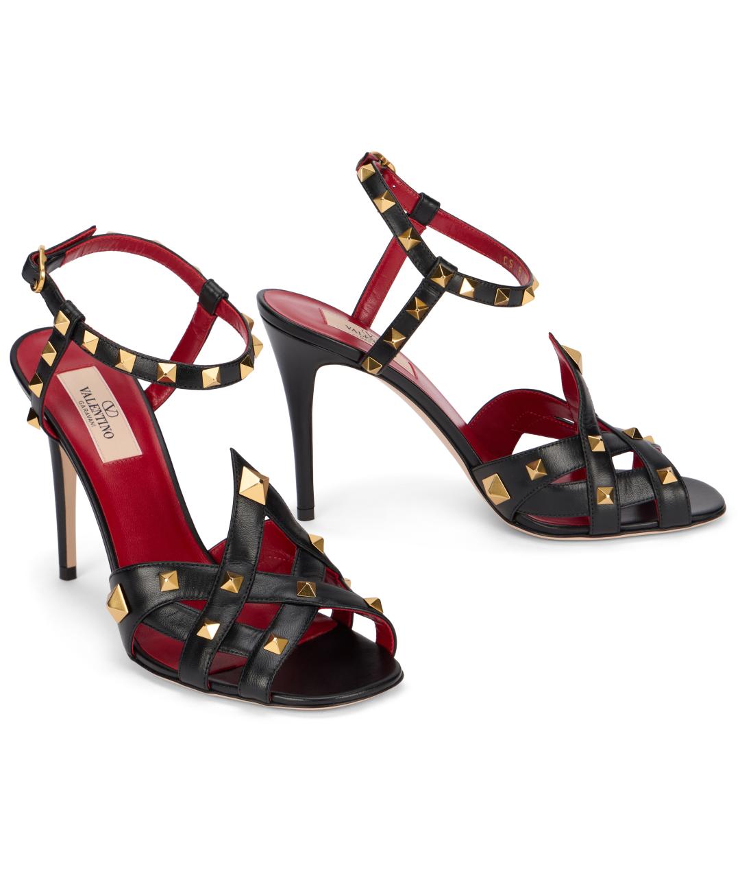 VALENTINO Черные кожаные босоножки, фото 3