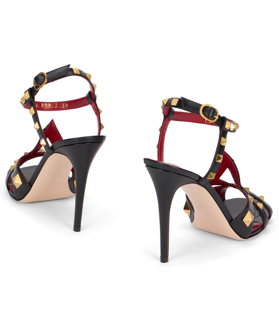 VALENTINO Черные кожаные босоножки, фото 4