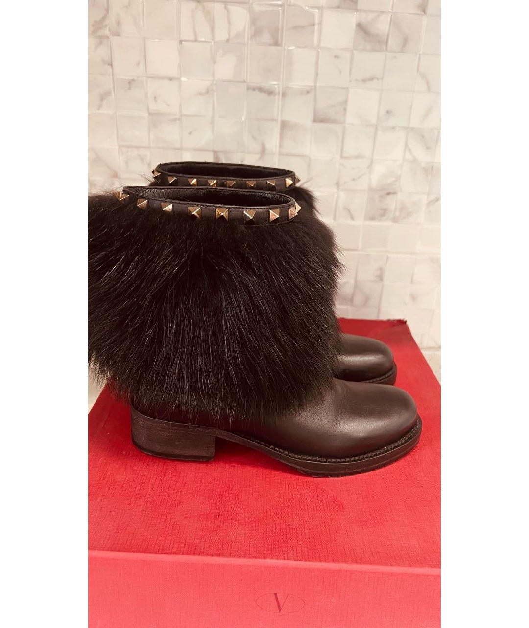 VALENTINO Черные кожаные полусапоги, фото 4