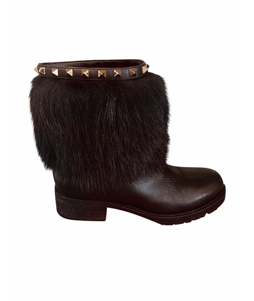 VALENTINO Черные кожаные полусапоги, фото 1