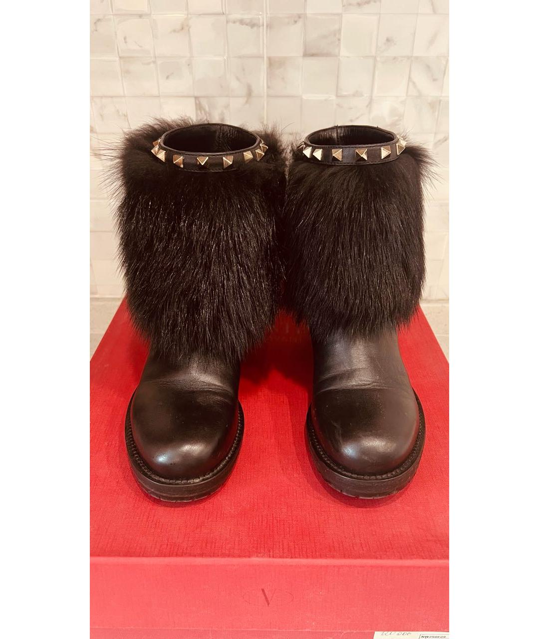 VALENTINO Черные кожаные полусапоги, фото 2