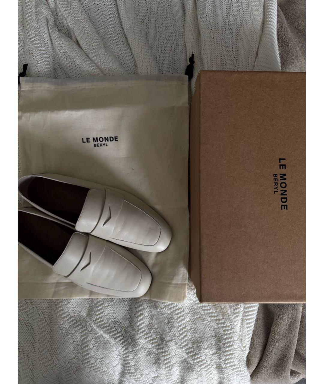 LE MONDE BERYL Белые кожаные лоферы, фото 4