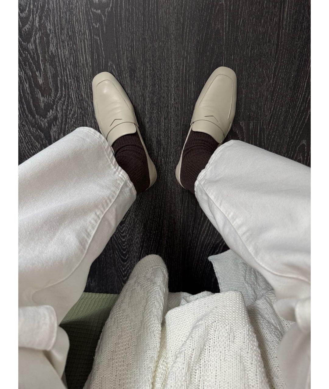 LE MONDE BERYL Белые кожаные лоферы, фото 7