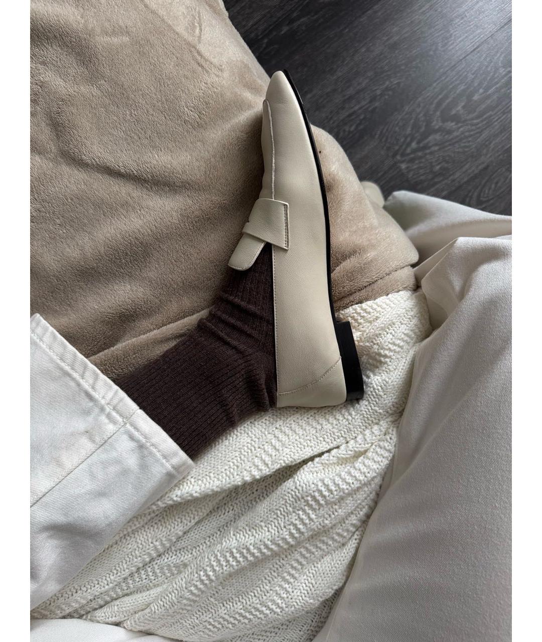 LE MONDE BERYL Белые кожаные лоферы, фото 6