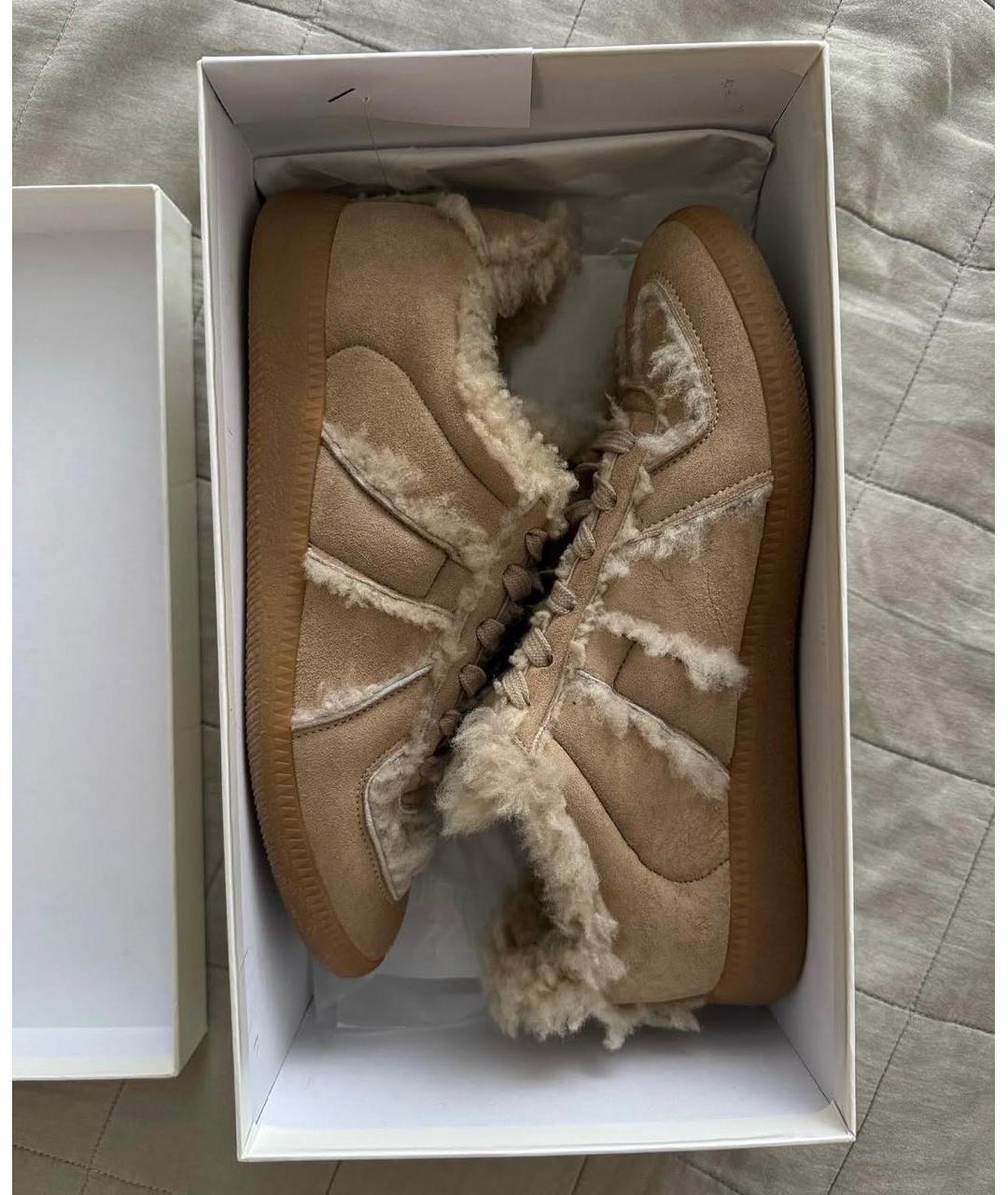MM6 MAISON MARGIELA Бежевые замшевые кеды, фото 5