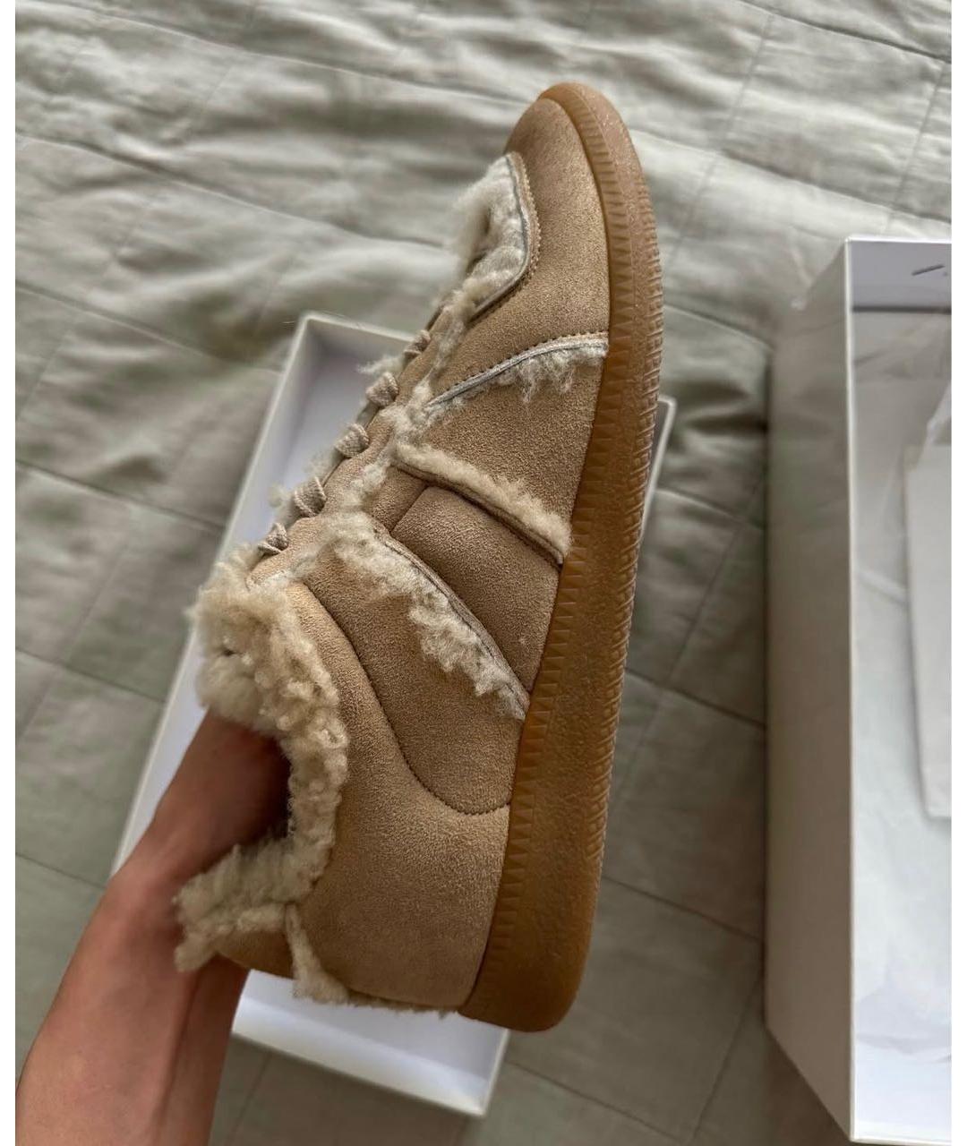 MM6 MAISON MARGIELA Бежевые замшевые кеды, фото 9