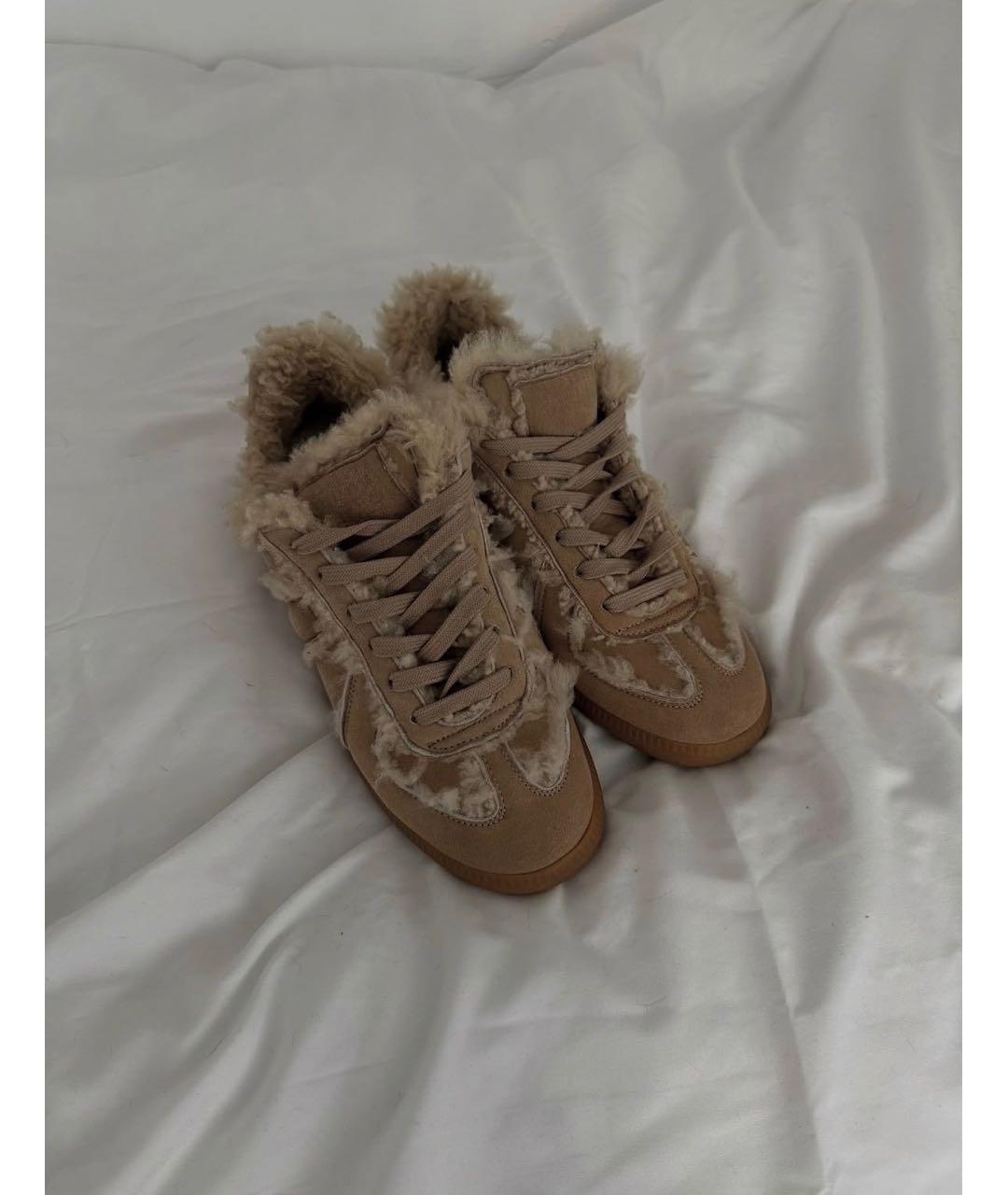 MM6 MAISON MARGIELA Бежевые замшевые кеды, фото 2
