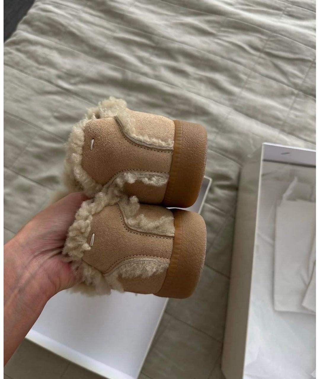 MM6 MAISON MARGIELA Бежевые замшевые кеды, фото 4