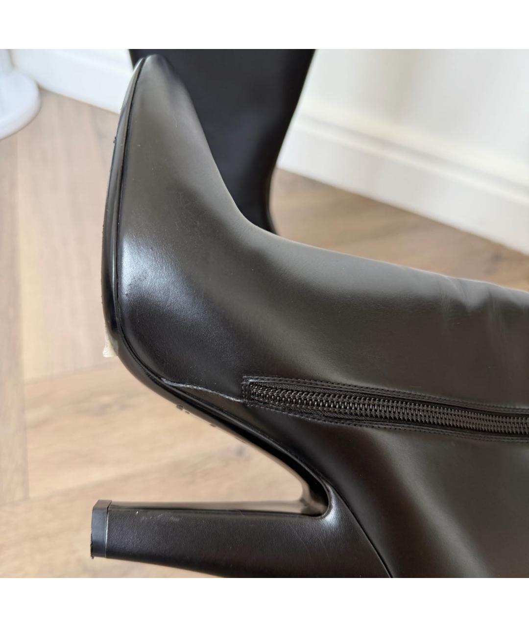 SAINT LAURENT Черные кожаные сапоги, фото 5