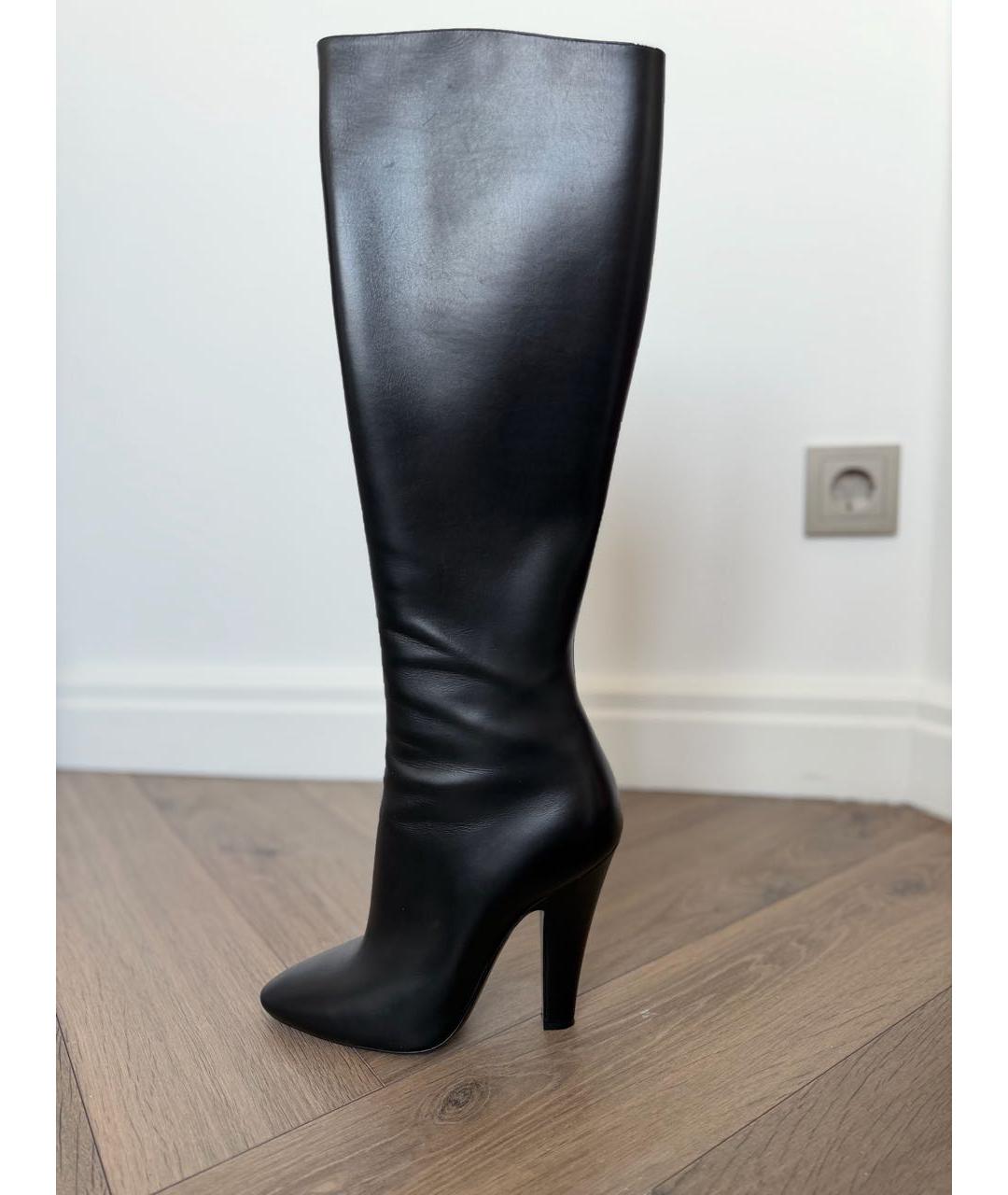 SAINT LAURENT Черные кожаные сапоги, фото 2