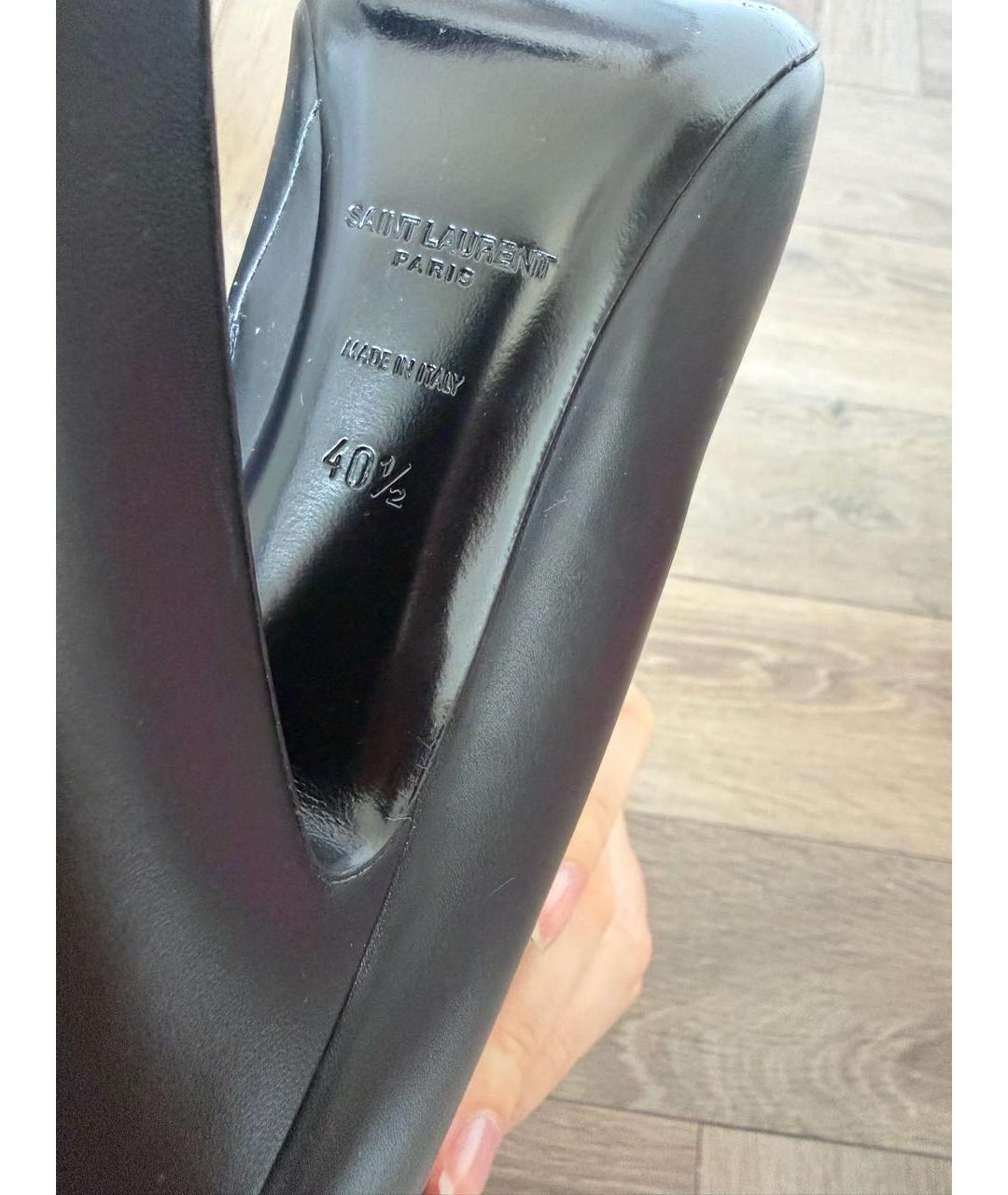 SAINT LAURENT Черные кожаные сапоги, фото 7
