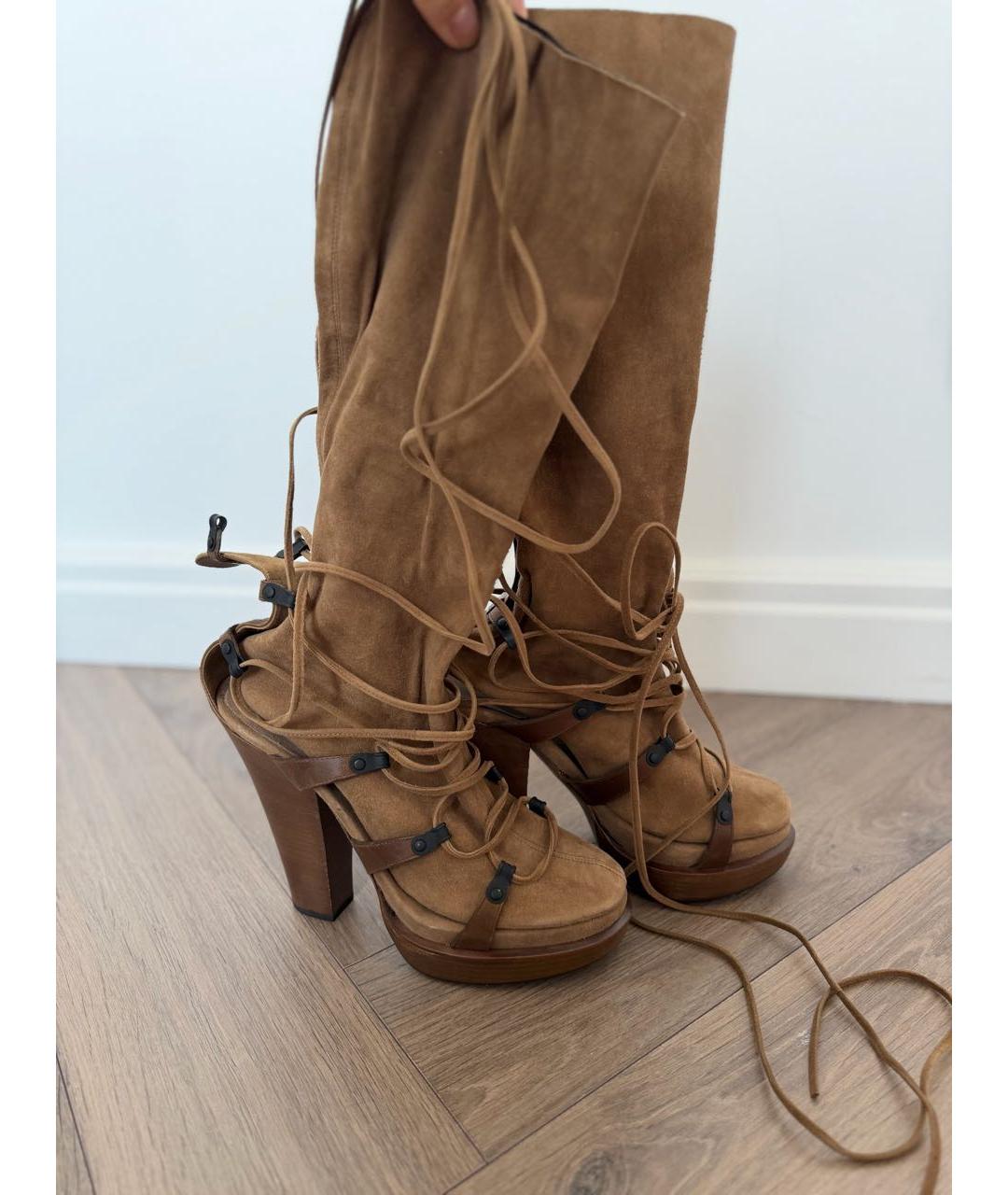 BOTTEGA VENETA Коричневые замшевые сапоги, фото 2