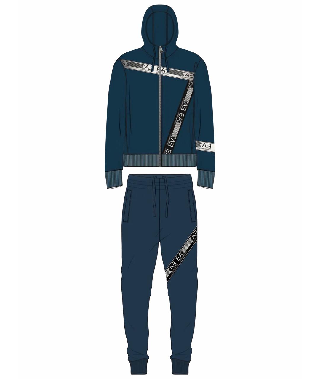 EMPORIO ARMANI Синий хлопковый спортивный костюм, фото 1