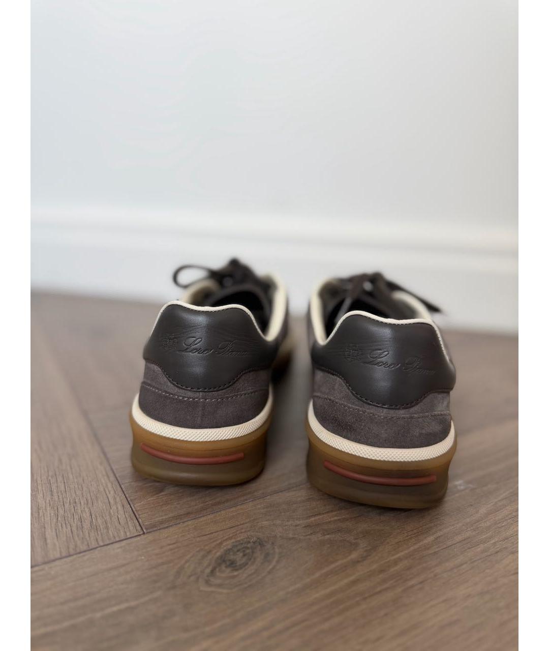 LORO PIANA Коричневые замшевые кеды, фото 3