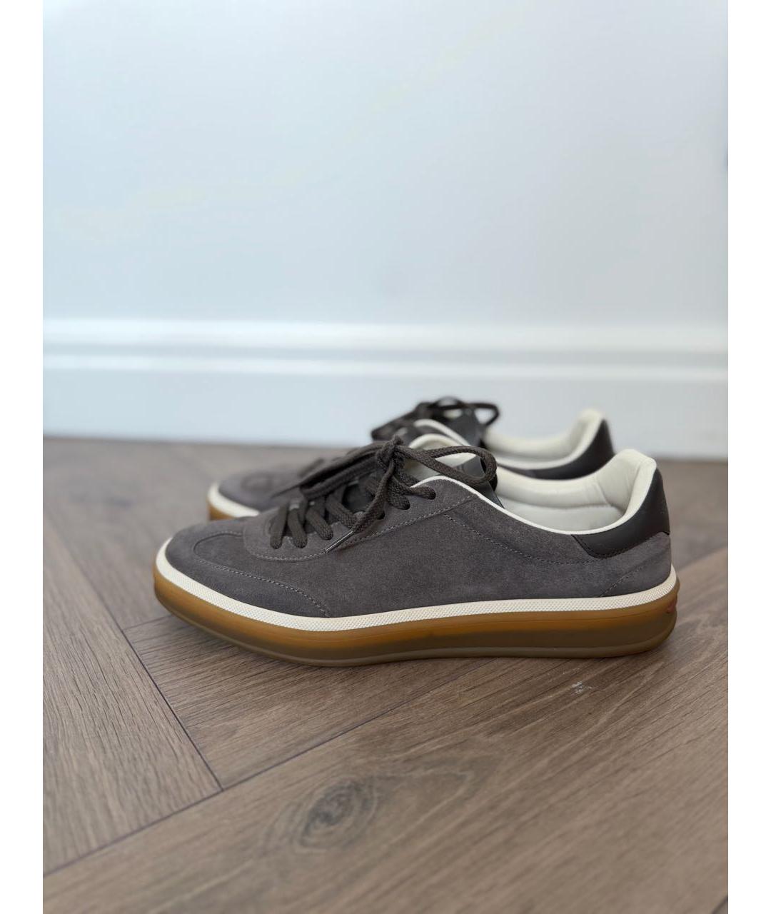 LORO PIANA Коричневые замшевые кеды, фото 5