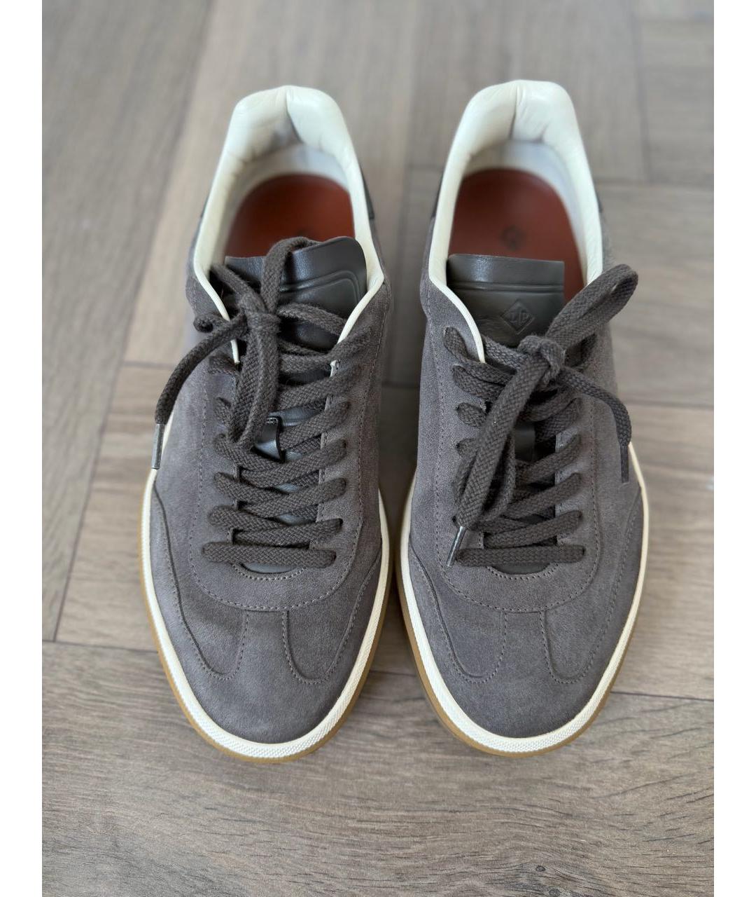 LORO PIANA Коричневые замшевые кеды, фото 2