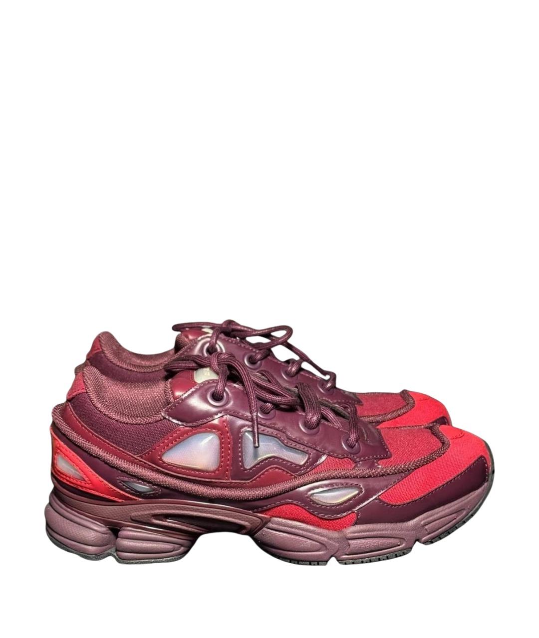 ADIDAS X RAF SIMONS Бордовые текстильные низкие кроссовки / кеды, фото 1