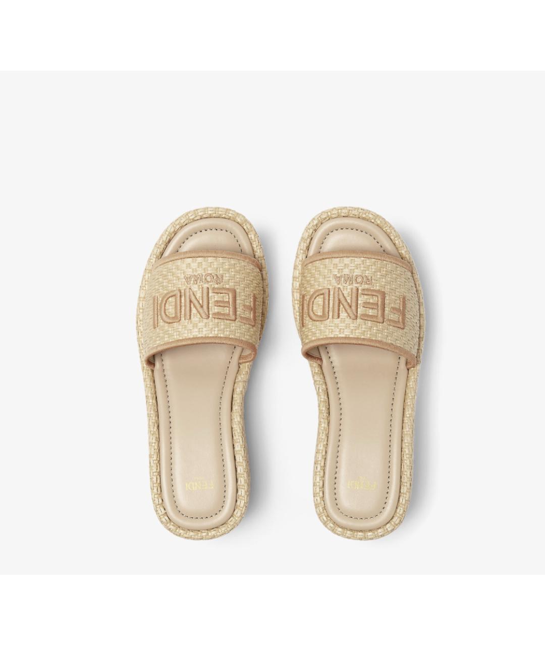 FENDI Бежевые мюли, фото 4