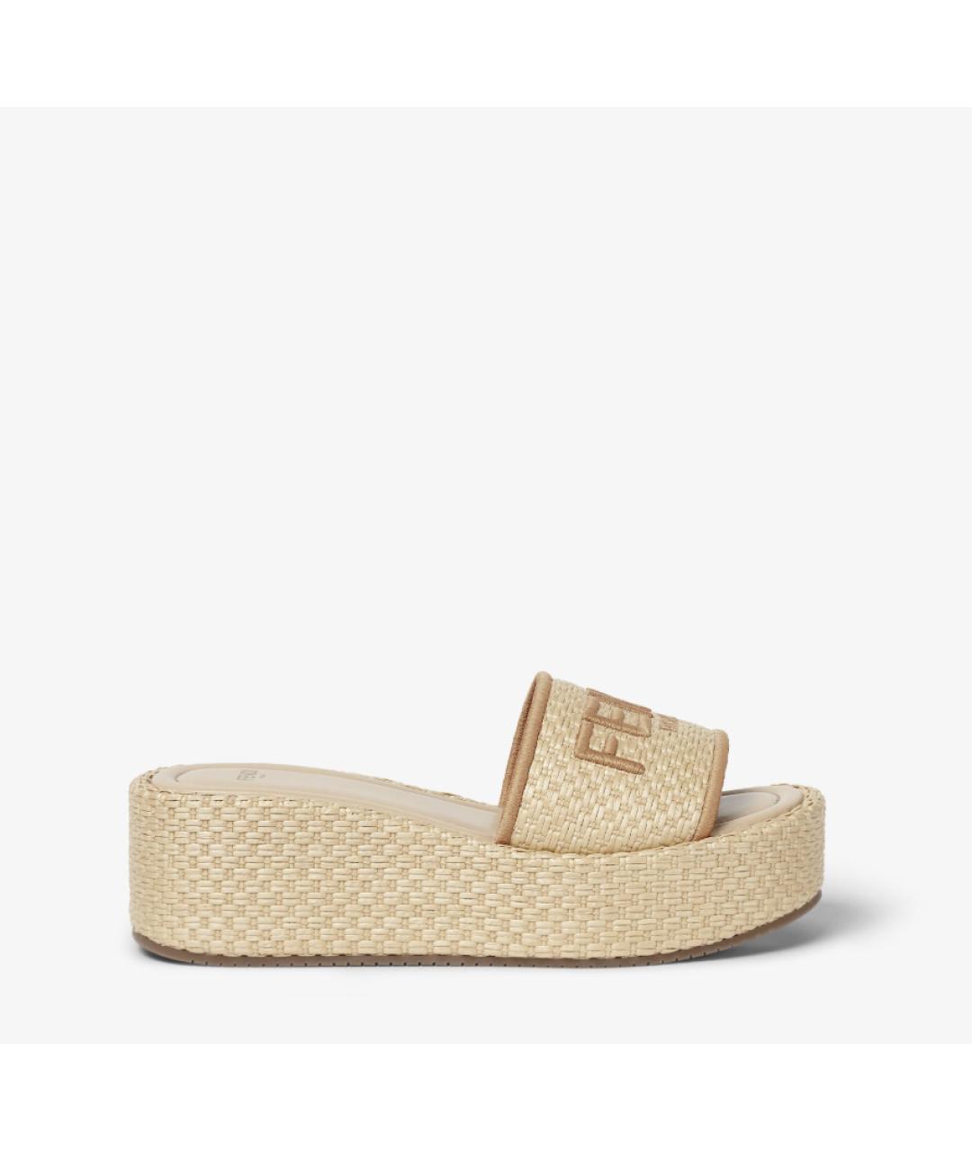 FENDI Бежевые мюли, фото 6