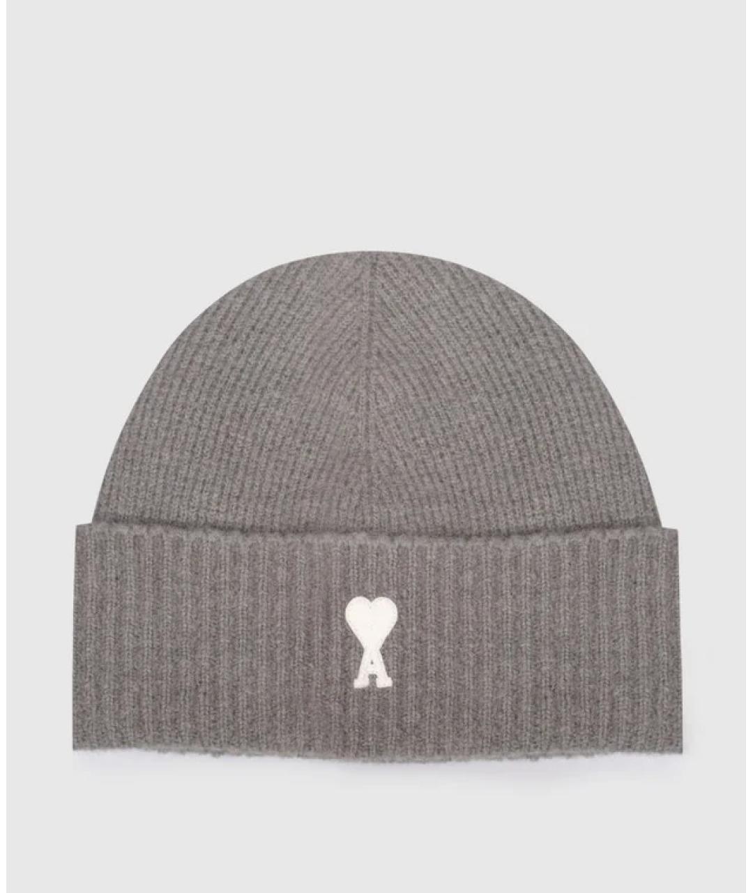 Ami Paris Серая шерстяная шапка, фото 4