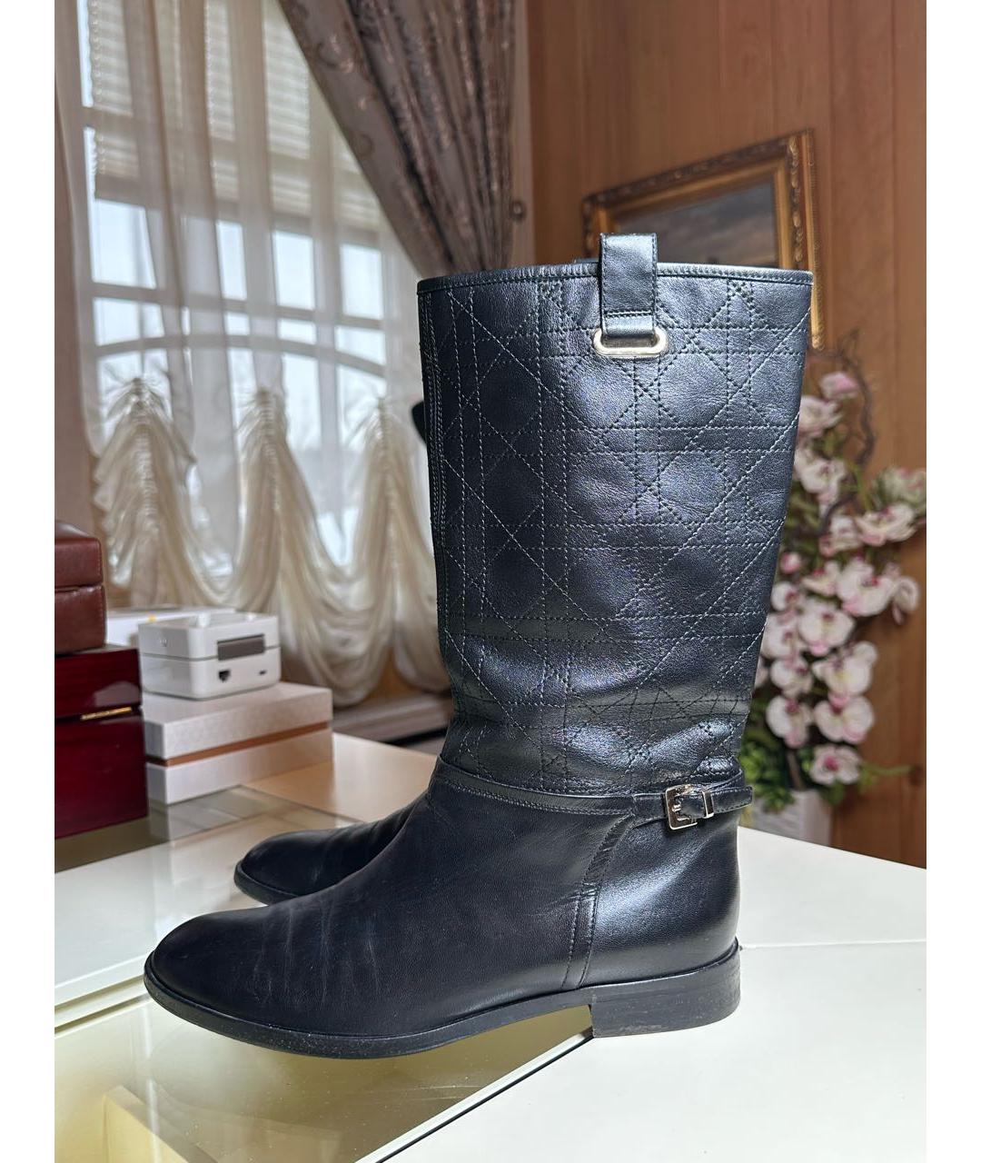 CHRISTIAN DIOR Черные кожаные сапоги, фото 2