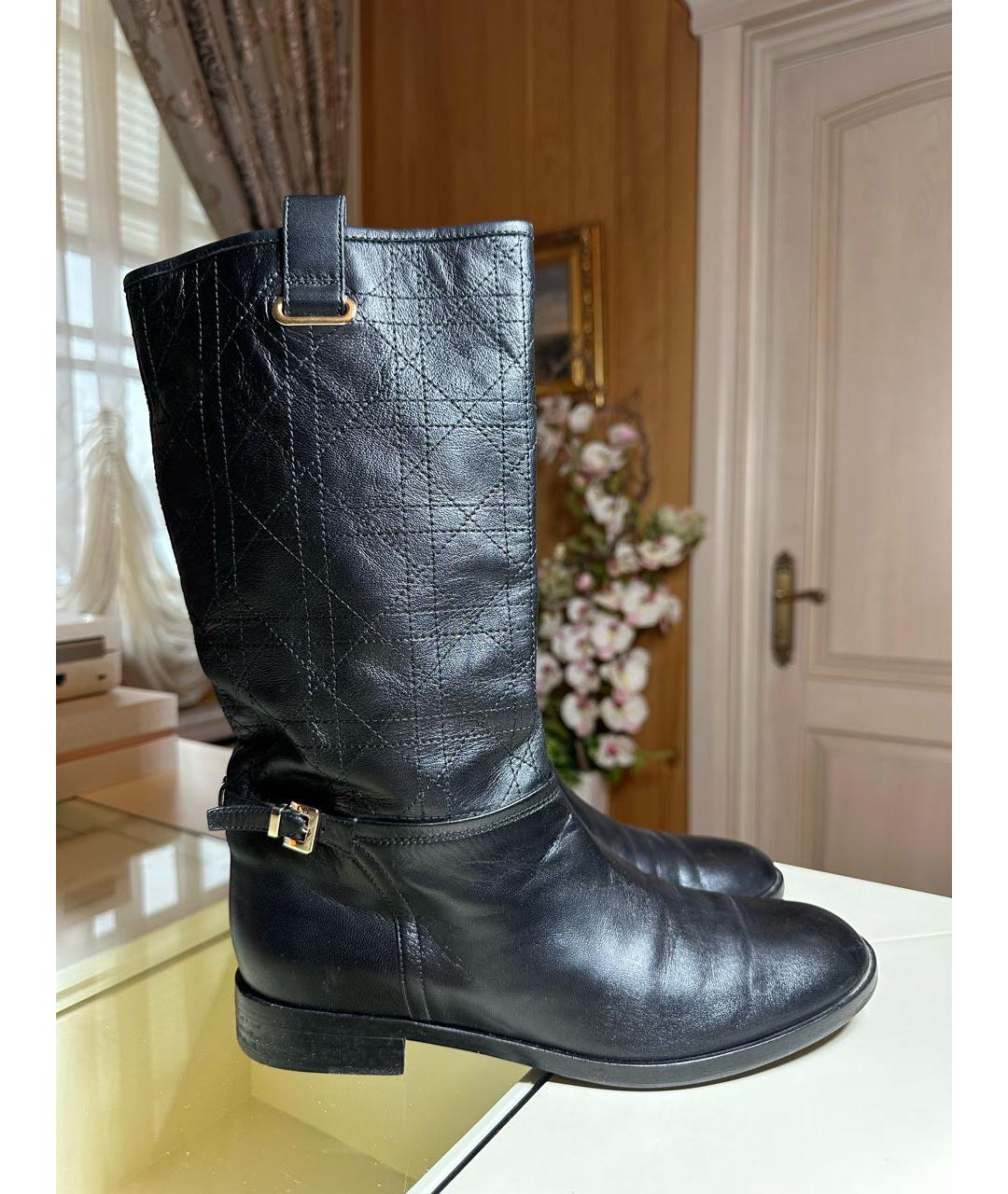 CHRISTIAN DIOR Черные кожаные сапоги, фото 9
