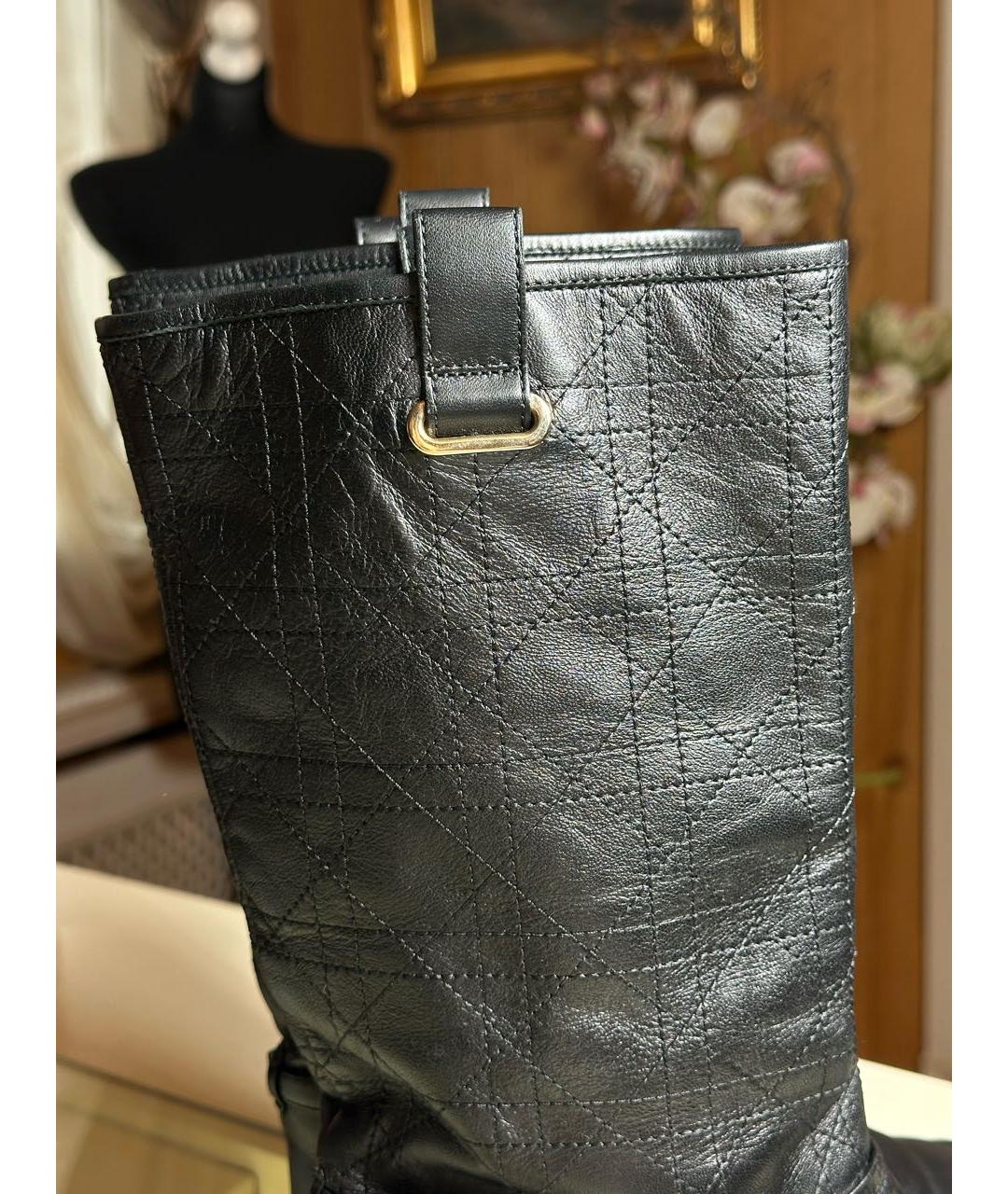 CHRISTIAN DIOR Черные кожаные сапоги, фото 8