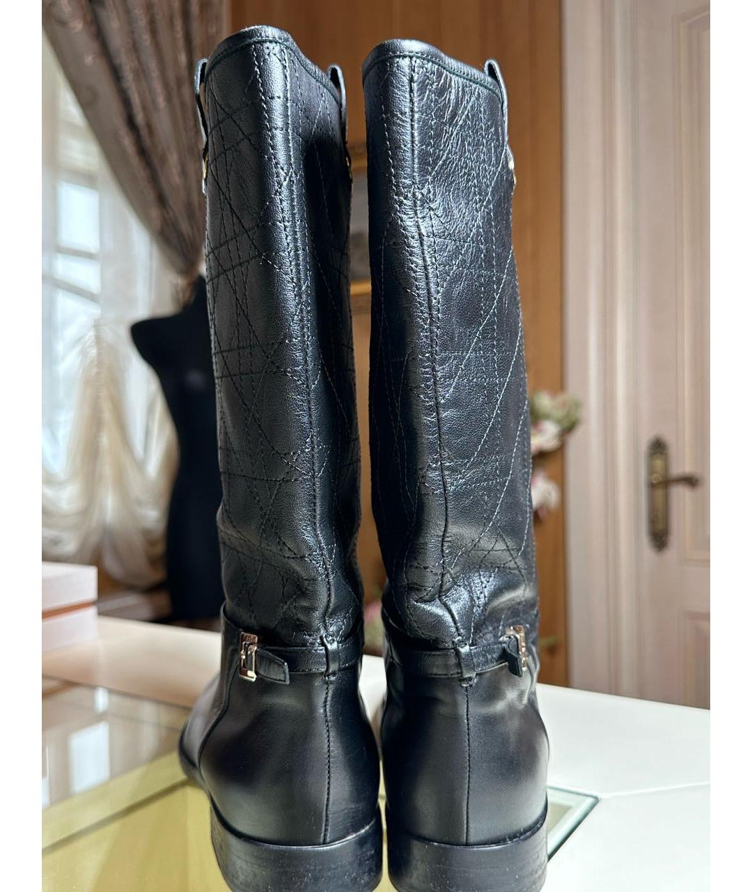 CHRISTIAN DIOR Черные кожаные сапоги, фото 6